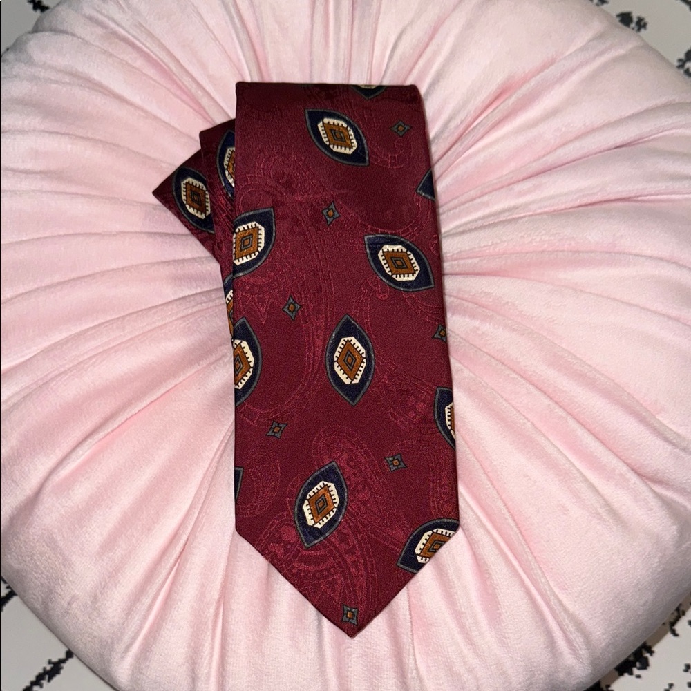 Talbott By Robert Talbott Burgundy Patterned Tie … - image 2